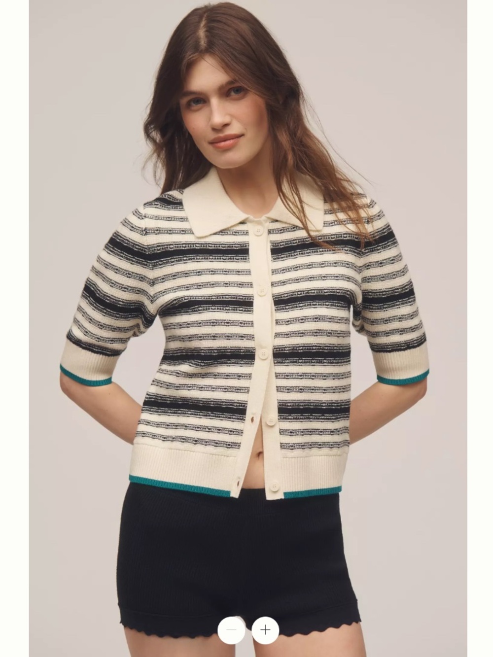 Anthropologie The Kinsley Collared Crop Cardigan Sweater by Maeve
